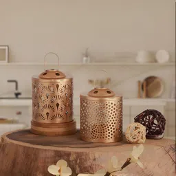 Homspurts Gold-Toned 2 Pieces Metal Candle Holder-21