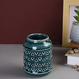 Aura Grey Textured Ceramic Candle Holder-image-70