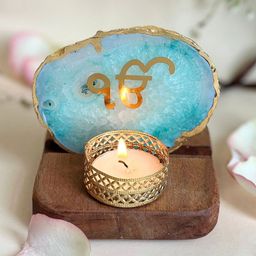 HOMEARTE Blue Stoneware Tea Light Candle Holders-image-41