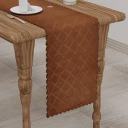 Clasiko Brown Checked 300 TC Cotton Table Runners-31