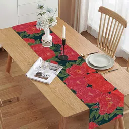 homewards Red & Green Floral Printed Rectangular Table Runners-2