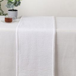 Jamio Firati White Textured Pure Cotton Dining Table Runner-10