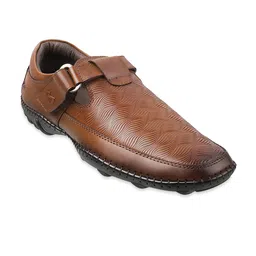 Metro Men Tan & Gold-Toned Leather Shoe-Style Sandals-picture-23