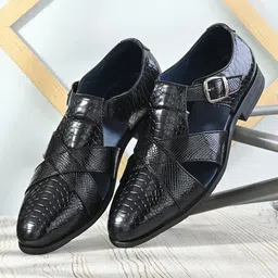 House of Pataudi Men Textured Shoe Style Sandals-picture-32