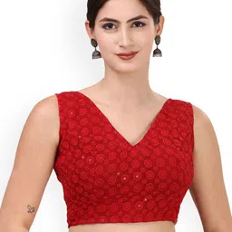 Oomph! Embroidered Pure Cotton Saree Blouse-picture-56