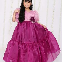 KID1 Girls Round Neck Satin Dress-image-14