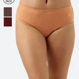 Enamor Women Pack of 3 Assorted Mid Waist Full coverage Cotton Antimicrobial Briefs-CH03-picture-24