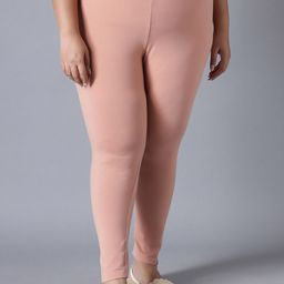 W Women Dusty Pink Solid Ankle-Length Cotton Leggings-image-76