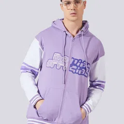 Maniac Typography Printed Front Open Hooded Pure Cotton Sweatshirt-image-5