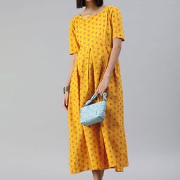 Swishchick Embroidered Maternity Midi A-line Dress-image-56