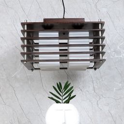 MFD HOME FURNISHING Brown Square Shaped Hanging Ceiling Lamp-30
