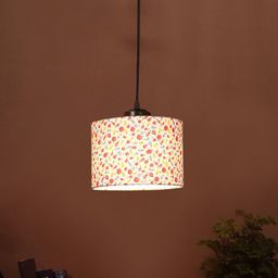 Devansh White & Pink Floral Printed Ceiling Lamp-28