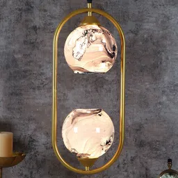 MFD HOME FURNISHING Gold-Toned & Black Printed 3D Cutdoom Ceiling Lamp-6