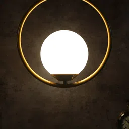 MFD HOME FURNISHING Gold-Toned & White Hanging Pendant Lamp-image-74