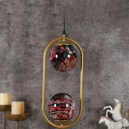 MFD HOME FURNISHING Gold-Toned & Red 3D Hanging Pendant Lamp-56