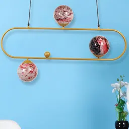 MFD HOME FURNISHING 3D Doom Red Gold & White Hanging Ceiling Lamp-14