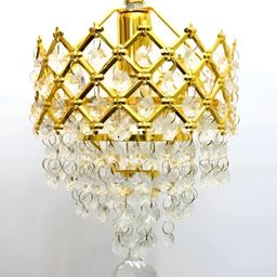 SHRI MAHAL ANTIQUES Gold Toned Metal Textured Crystal Hanging Ceiling Lamp-picture-20