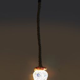 MFD HOME FURNISHING White & Brown Textured Hanging Pendant Lamp With Rope-5