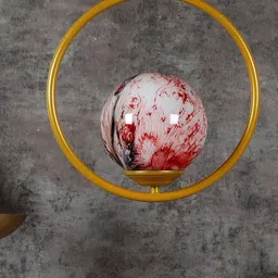 MFD HOME FURNISHING Gold-Toned & Red Printed 3D Ring Ceiling Lamp-0