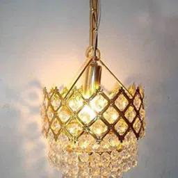 SHRI MAHAL ANTIQUES Golden Crystal Hanging Ceiling Lamp-21