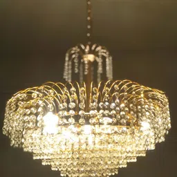 SHRI MAHAL ANTIQUES Gold Toned Metal Textured Crystal Hanging Ceiling Lamp-picture-16