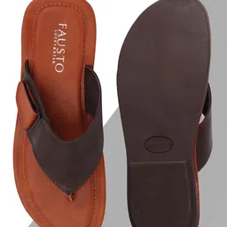 FAUSTO Men Brown Slip-On Thong Flip-Flops-image-70