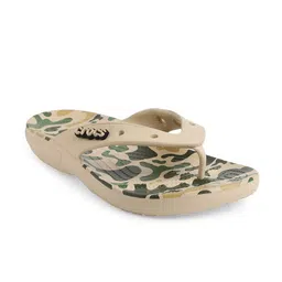 Crocs Cream-Coloured & Green Printed Croslite Thong Flip-Flops-picture-25
