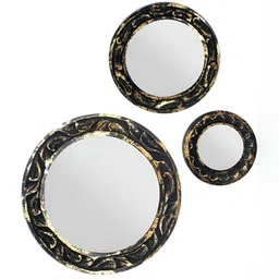 VAS collection home 3 Pcs Textured  Wooden Wall Mirrors-34