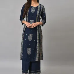 W Women Ethnic Motifs Printed Kurta with Palazzos-19