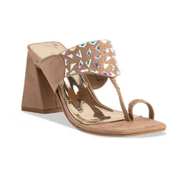 ERIDANI Embellished Open Toe Block Heels image 1