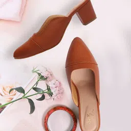 Bella Toes Pointed Toe Block Heels Mules-5