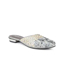 Inc 5 Gunmetal-Toned Embellished Flatform Mules-27