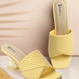Denill Striped Triangle Block Heel Mules-30