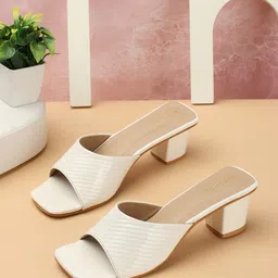 Denill Striped Open Toe Block Heels-0