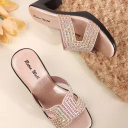 Retro Walk Women Embellished Block Mules-image-44