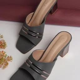 ICONICS Women Grey Block Heels-39
