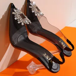 GNIST Embellished Peep Toes Block Heel Pumps-4