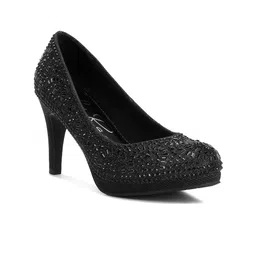London Rag Embellished PU Party Block Pumps-35