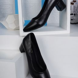 ICONICS Pointed Toe Closed Back Block Pumps-7
