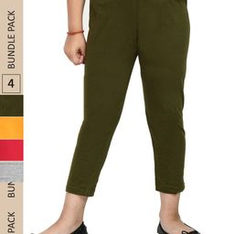 IndiWeaves Girls Pack Of 4 Pure Cotton Capris-image-86