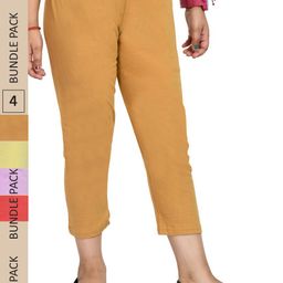 IndiWeaves Girls Pack Of 4 Pure Cotton Capris-image-81