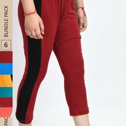 IndiWeaves Girls Pack of 6 Mid-Rise Cotton Capris-image-62