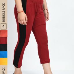IndiWeaves Girls Pack Of 5 Mid Rise Pure Cotton Capris-image-52