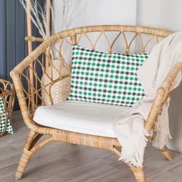 THE BABY ATELIER White & Green 1 Pieces Checked Pure Cotton Rectangle Pillow Covers-image-32