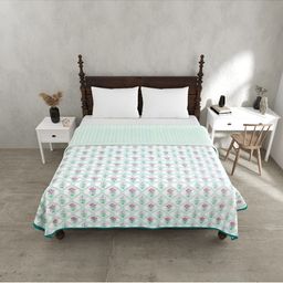 BED-SHEET.COM Green Ethnic Motifs Cotton 150 GSM Double Bed Dohar & 2 Pillow Covers-image-21