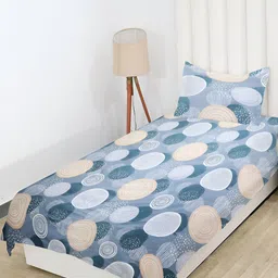 RD TREND Blue Floral 210 TC Cotton Single Bedsheet with 1 Pillow Covers-image-47