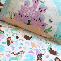 Silverlinen Mermaids Print 250 TC Single Bedsheet with 1 Pillow Cover-image-112