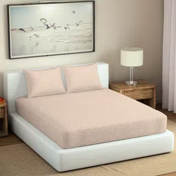 SPACES Aurama Cream Floral Jacquard Cotton 300 TC King Bedsheet with 2 Pillow Covers-image-71