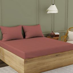 Himeya Pink 300 TC Solid Cotton King Bedsheet with 2 Pillow Covers-image-21