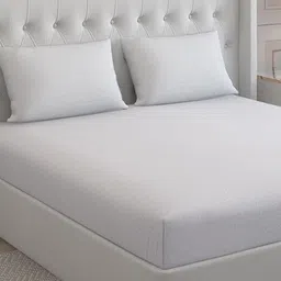 Monte Carlo Off White Printed Pure Cotton 210 TC Queen Bedsheet With 2 Pillow Covers-44